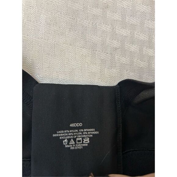 Curvy Couture 46DDD Bra black hue w/ballet fever lace wire bralett new - Picture 6 of 6